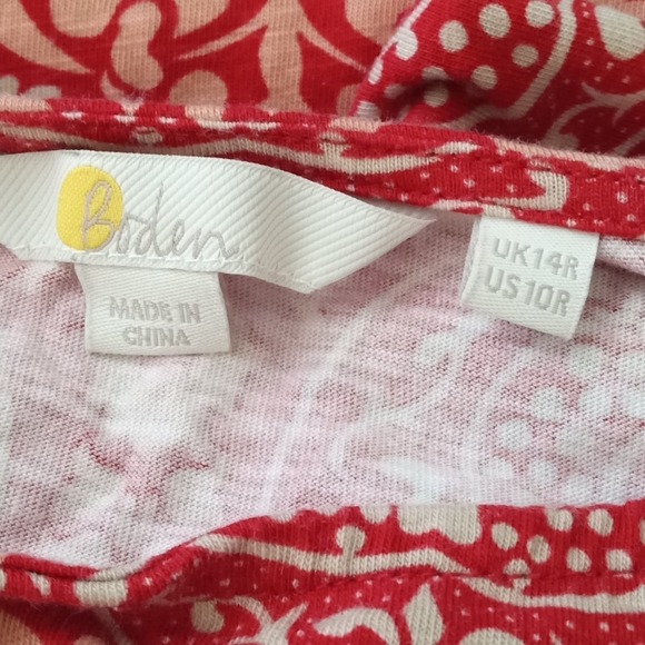 Boden Floral Scoop Neck Mini Dress Size 10 Red Pink - Picture 3 of 5